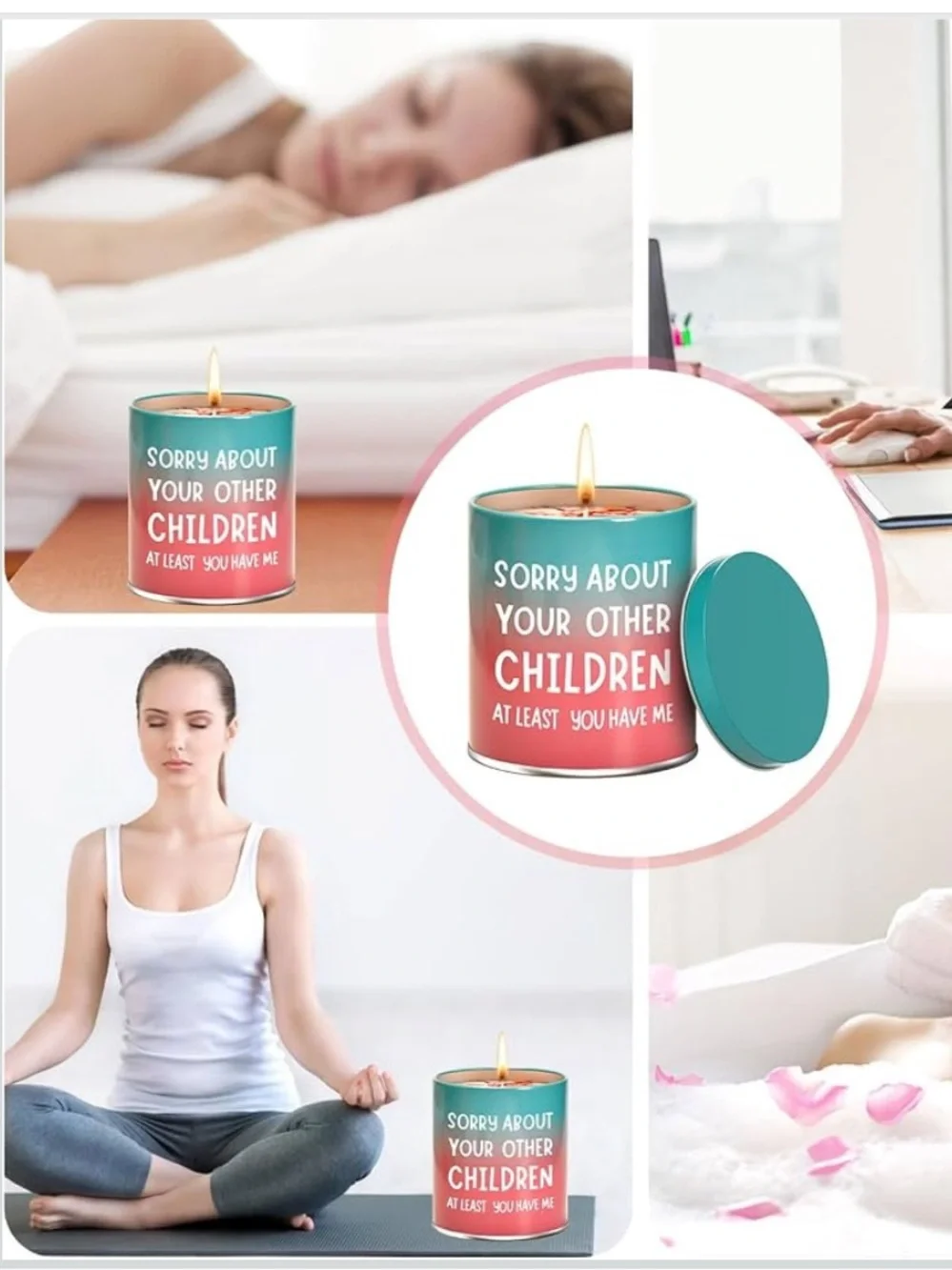 Hocis funny Gardenia Scented Candle with tin “Sorry About Your other children…”